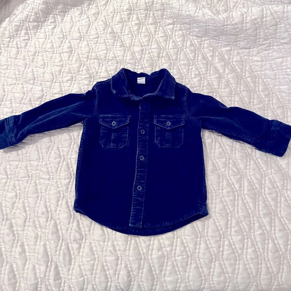 Baby Gap Toddler Boys Corduroy Button up Long Sleeve Shirt - 2T Navy Blue
